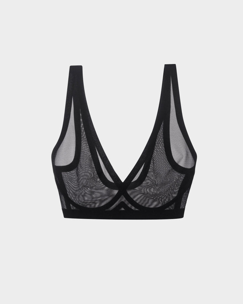 HIIT bralet with mesh cut outs in black спортивные Бра Цвет: Black