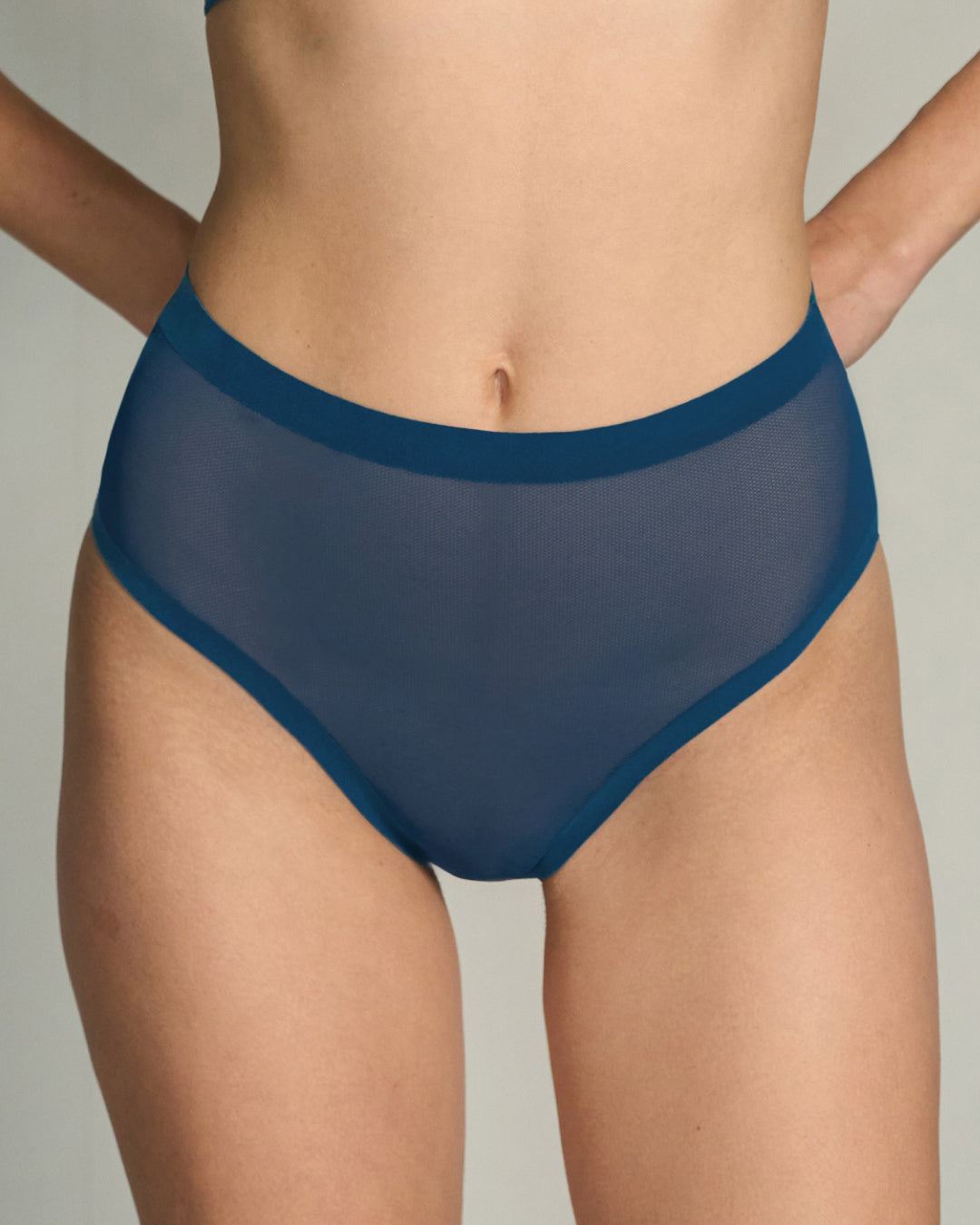 blue opal sheer panty on a neutral background