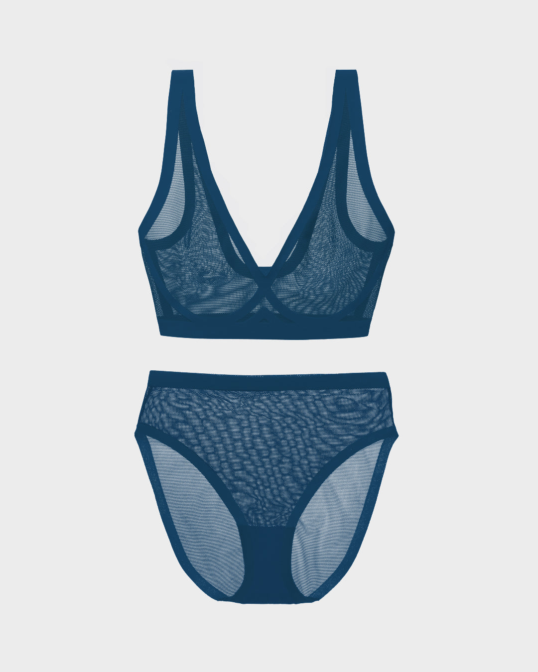 blue opal sheer bralette panty set on a light gray background