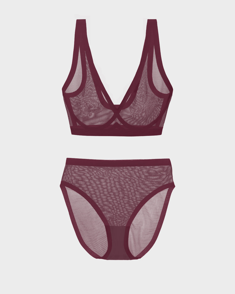 Grape Wine Sheer Bra Set