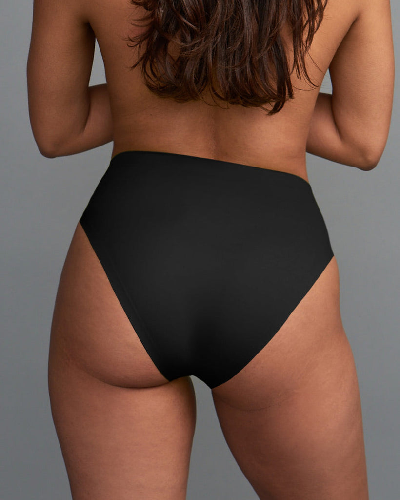 Black High Cut High Waisted Seamless Underwear for Women