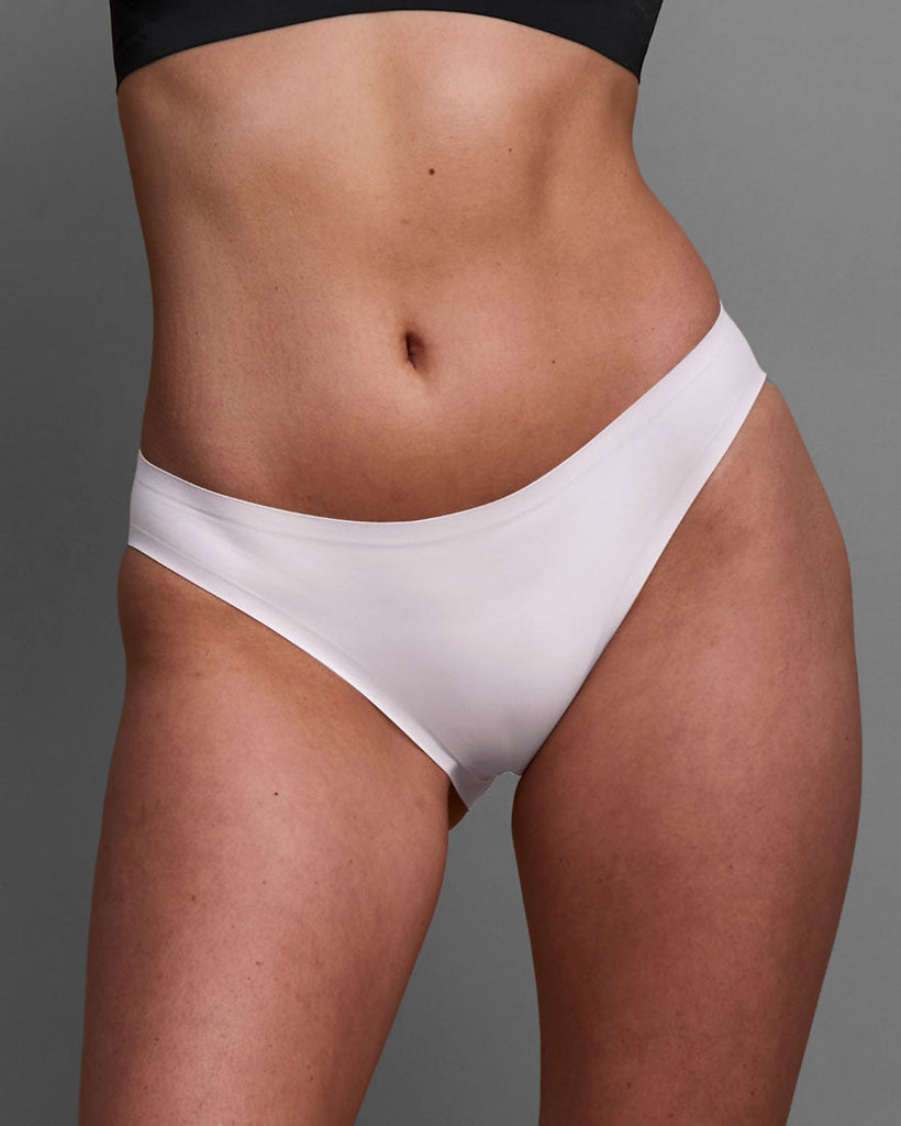 Solid White Seamless Bikini Panty - White