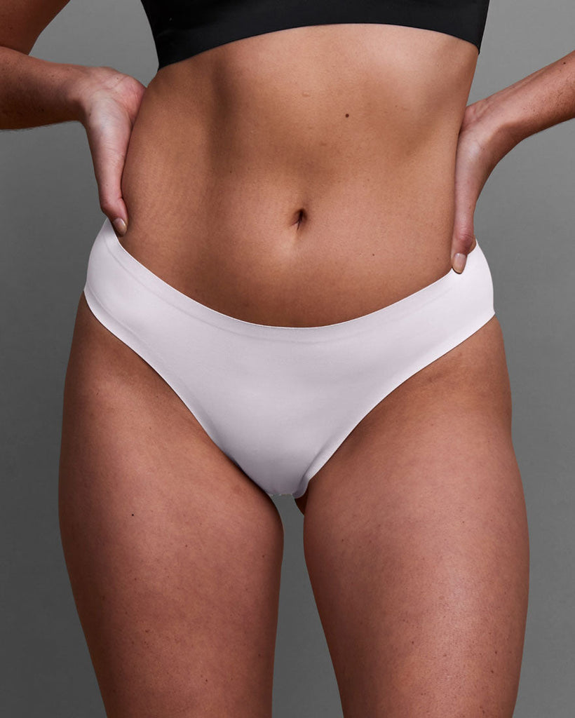 Humble Chic Seamless Cheekies - No-Show Smooth Fit Panty Lingerie, White