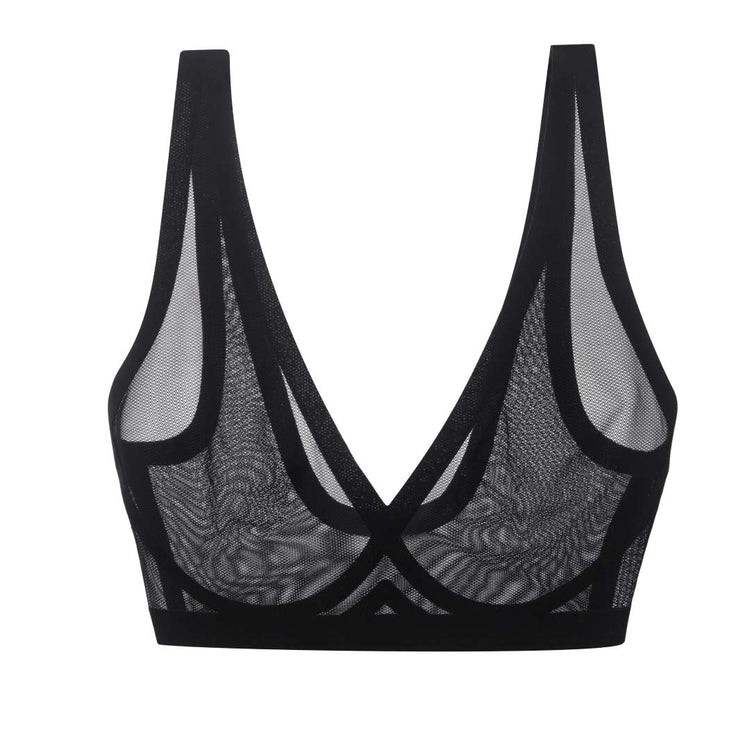 Sheer Black Mesh Bralette See Through Lace and Mesh Lingerie for Women -   Canada