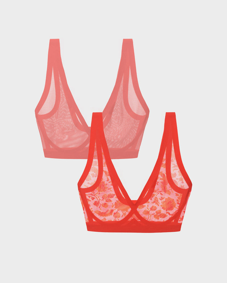 Finesse Stretchy Lace Cami Bralette - Tango Red - – BB Store