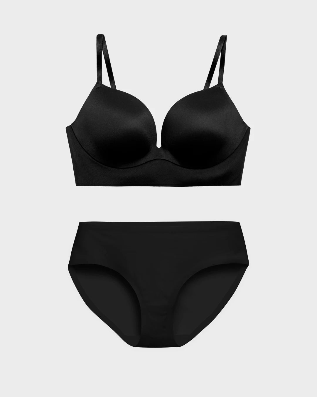 Black Boob Job Bra and Brief Set