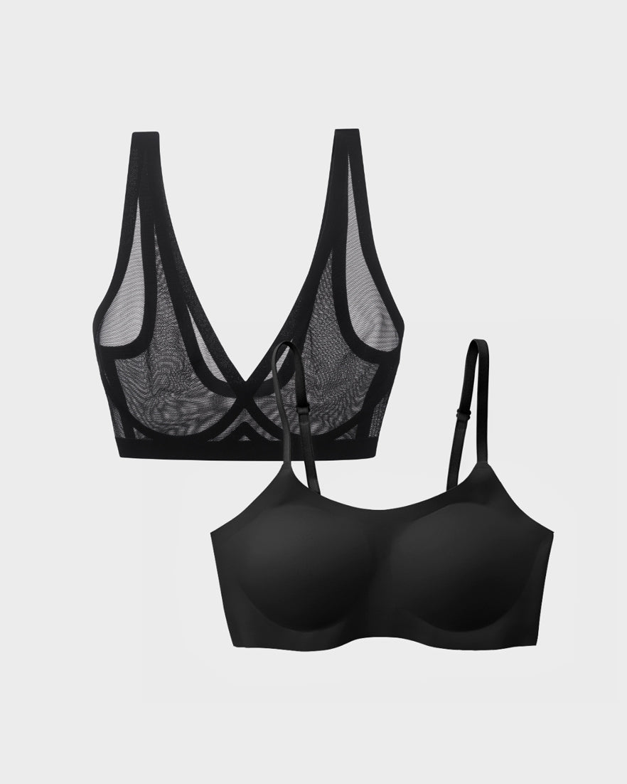 Bralette Bundle Black Sheer and Black