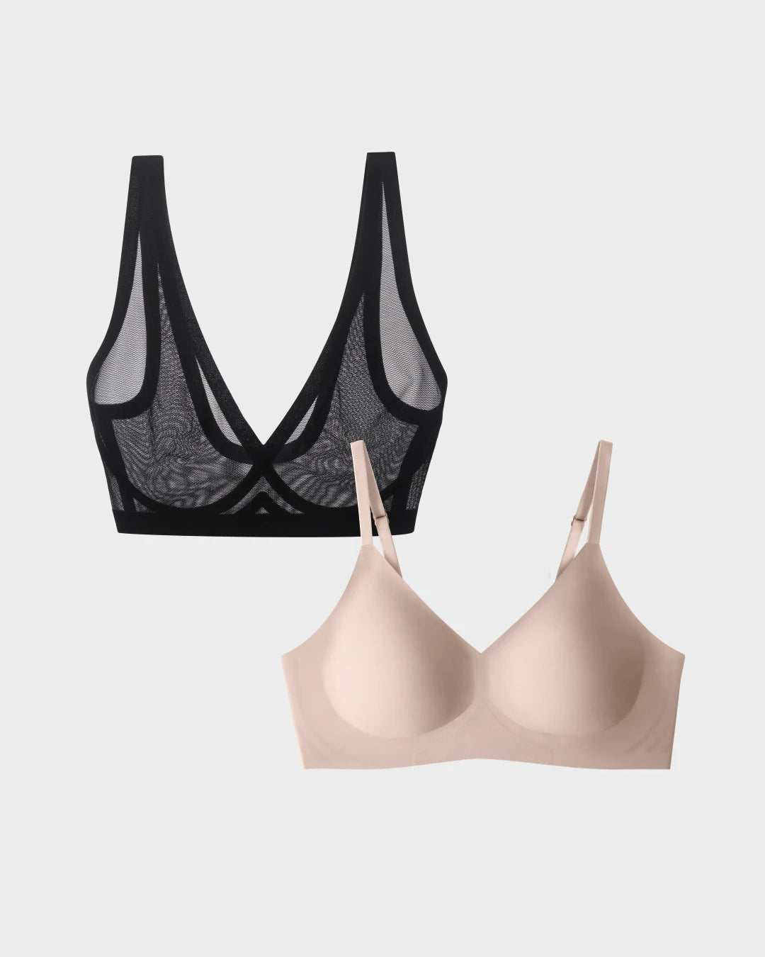 Black Sheer Bralette and Nude Relief Bra Bundle