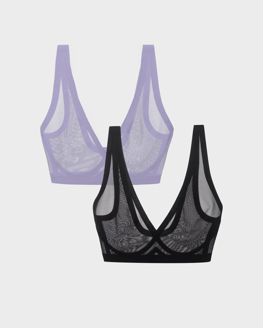 Black and Jacaranda Sheer Bralette Bundle