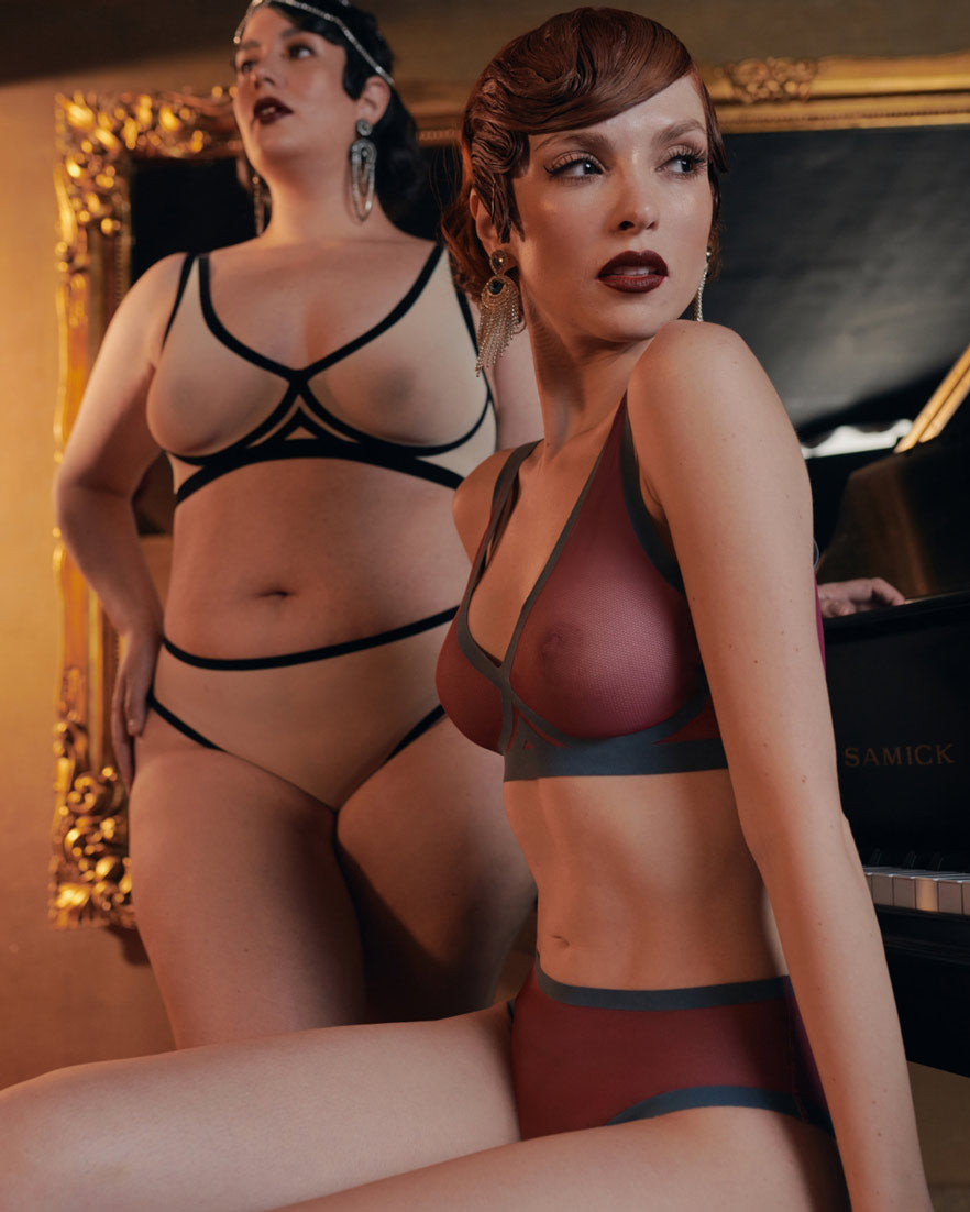 Cabernet Mesh High Cut Highwaisted