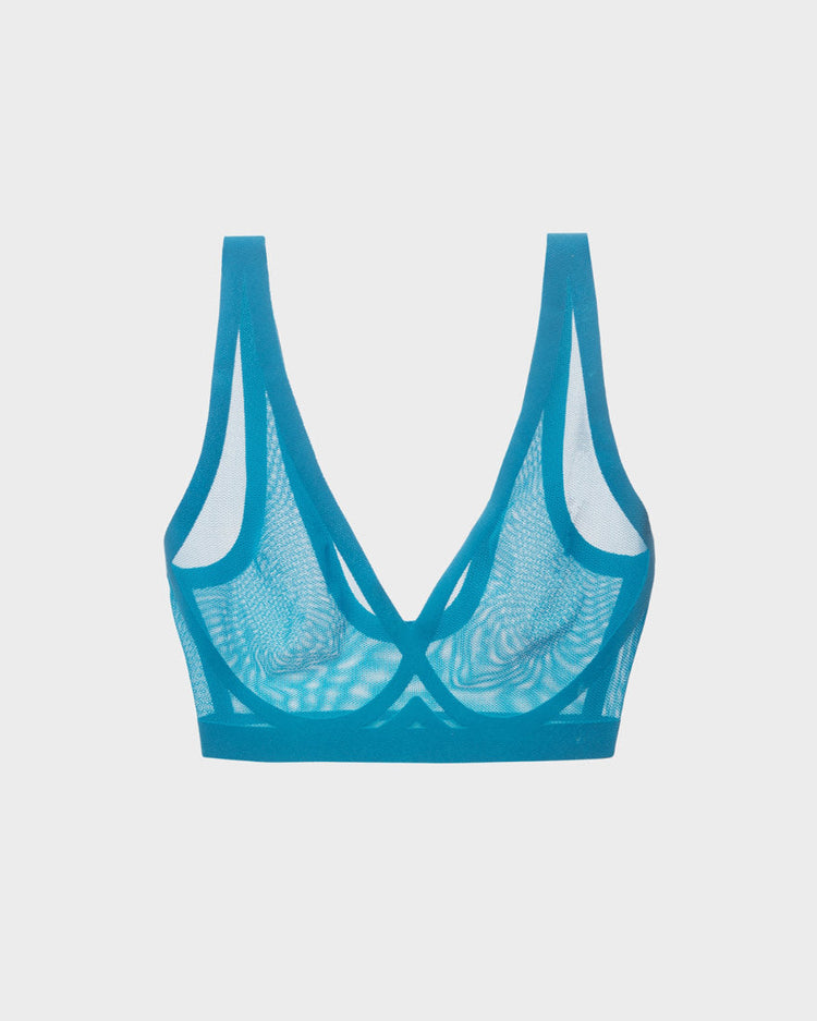 Out From Under So Sweet Lace Seamless Bra Top In Turquoise