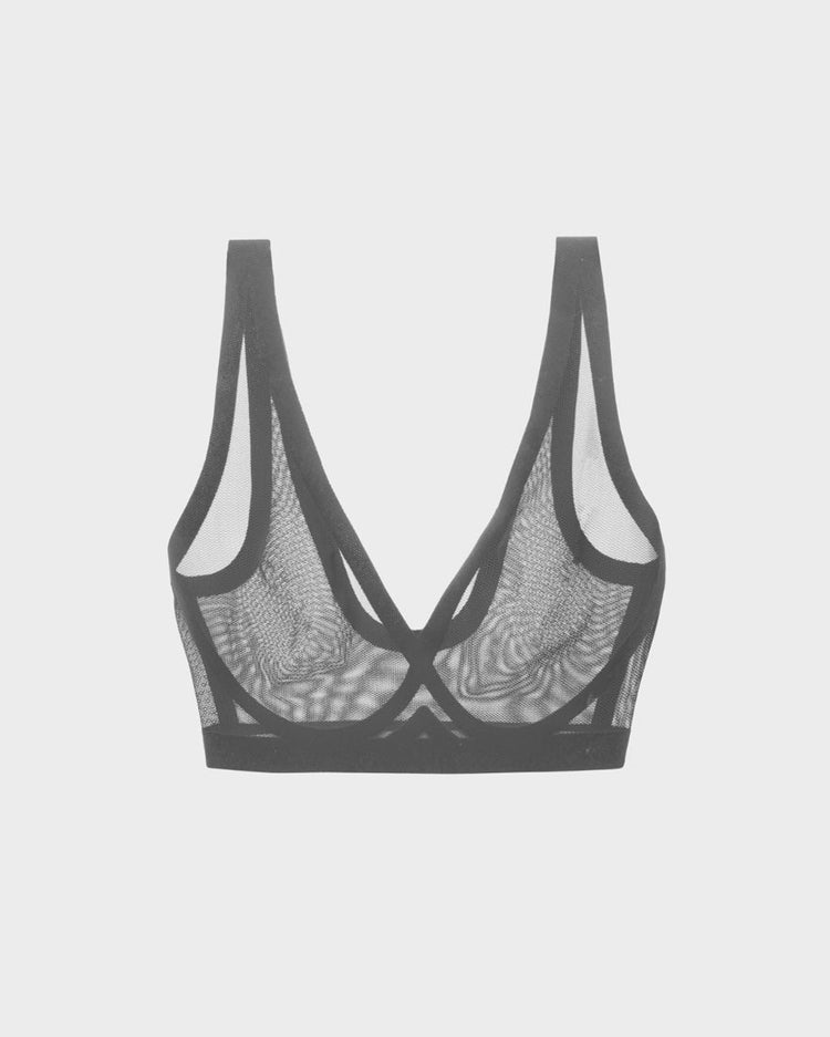 Lace Trim Grey Non Padded Bralette By Estonished, EST-NG-141