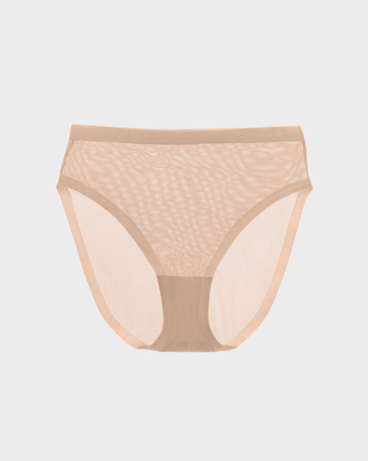 Champagne Mesh High Cut Highwaisted