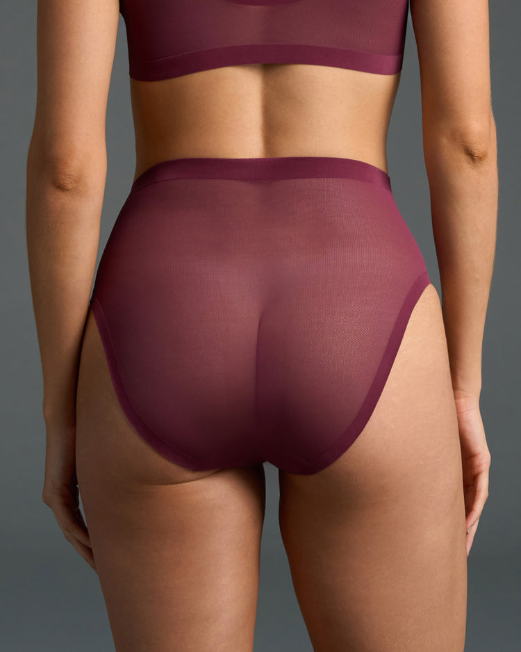 Grape Wine Mesh High Cut Highwaisted