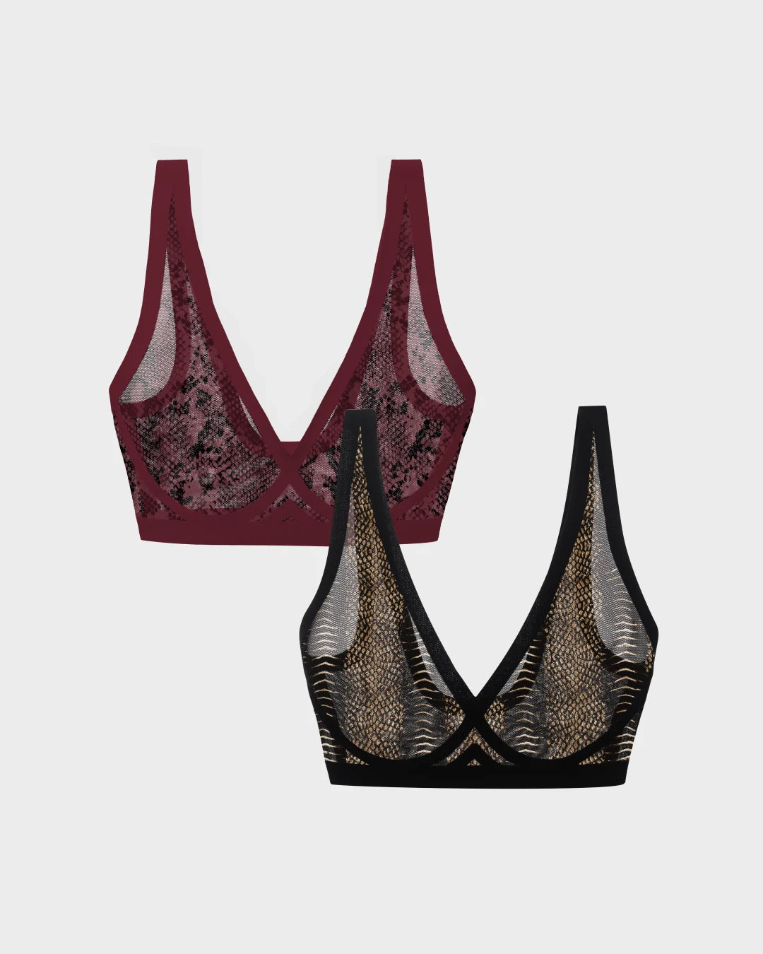 Killer Skin and Bordeaux Snake Sheer Bralette Bundle