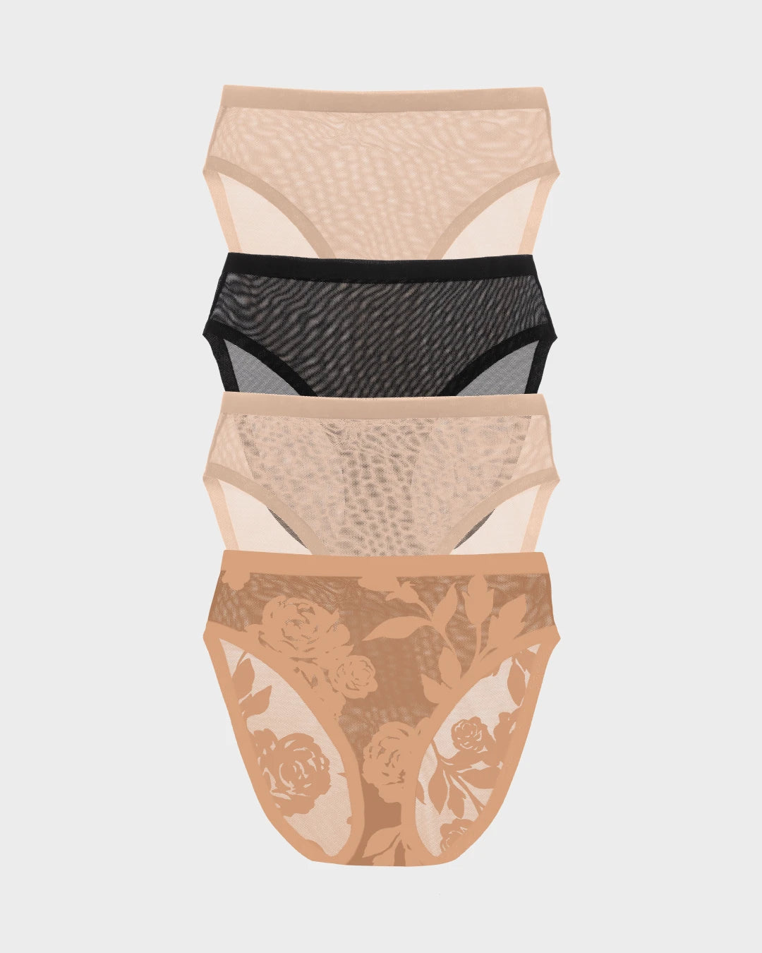 Madam Jolie, Black, Champagne Sheer High Cut Quartet