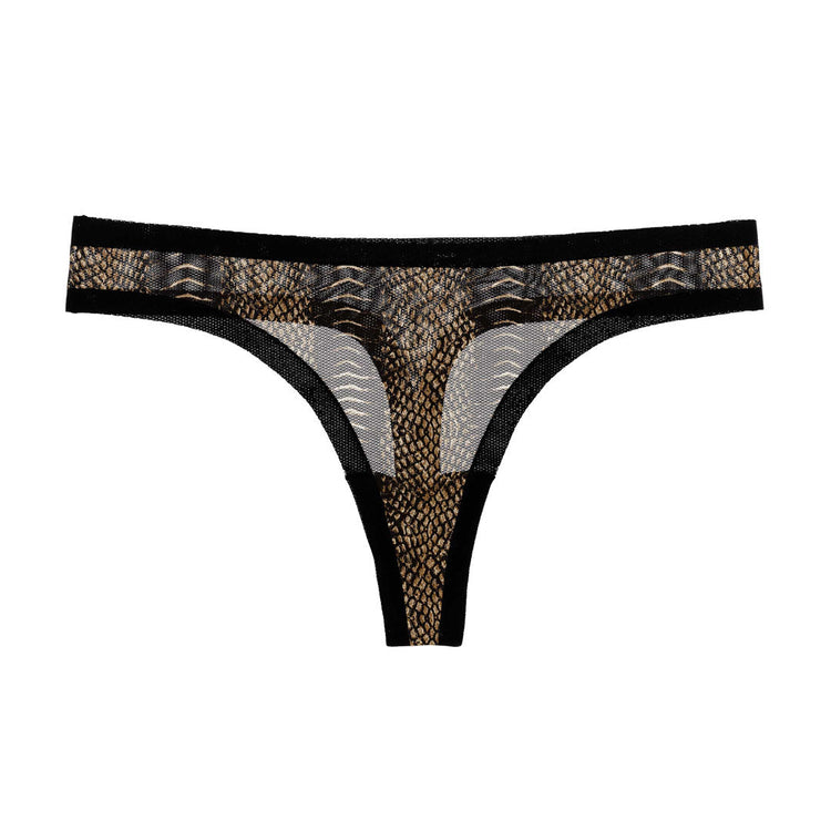 Reptile Stripe Mesh Thong