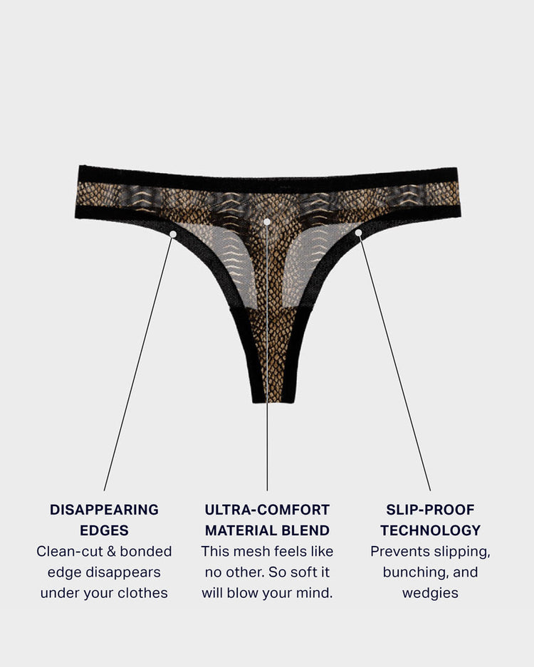 Reptile Stripe Mesh Thongs For Women // Seamless Underwear // EBY™