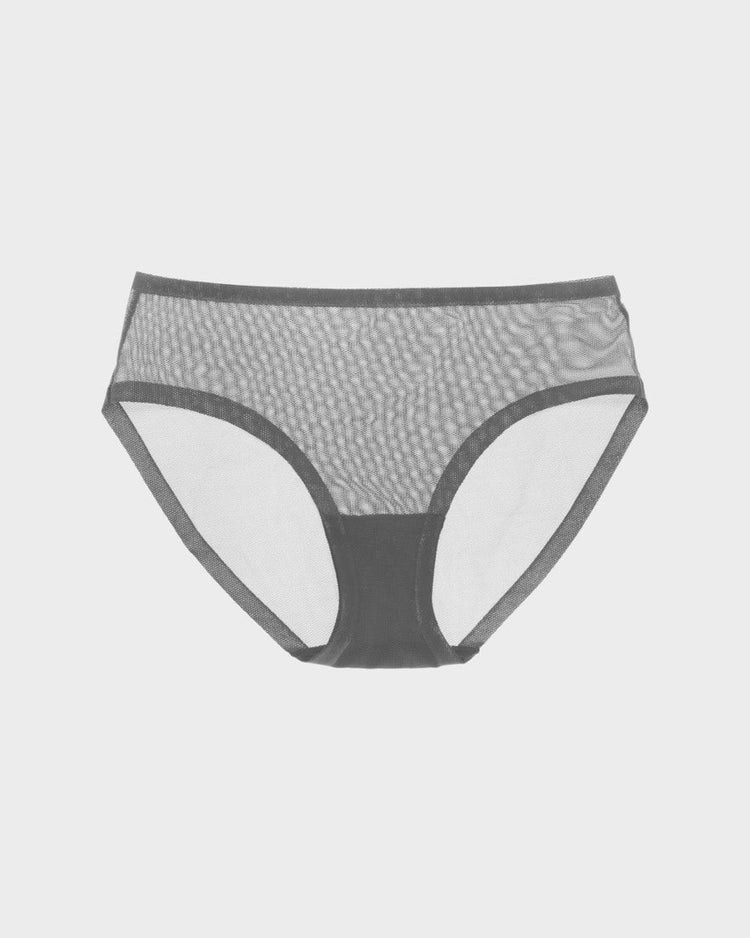 Black Cotton Stripe Lace Detailed Slip Panties Shop Now