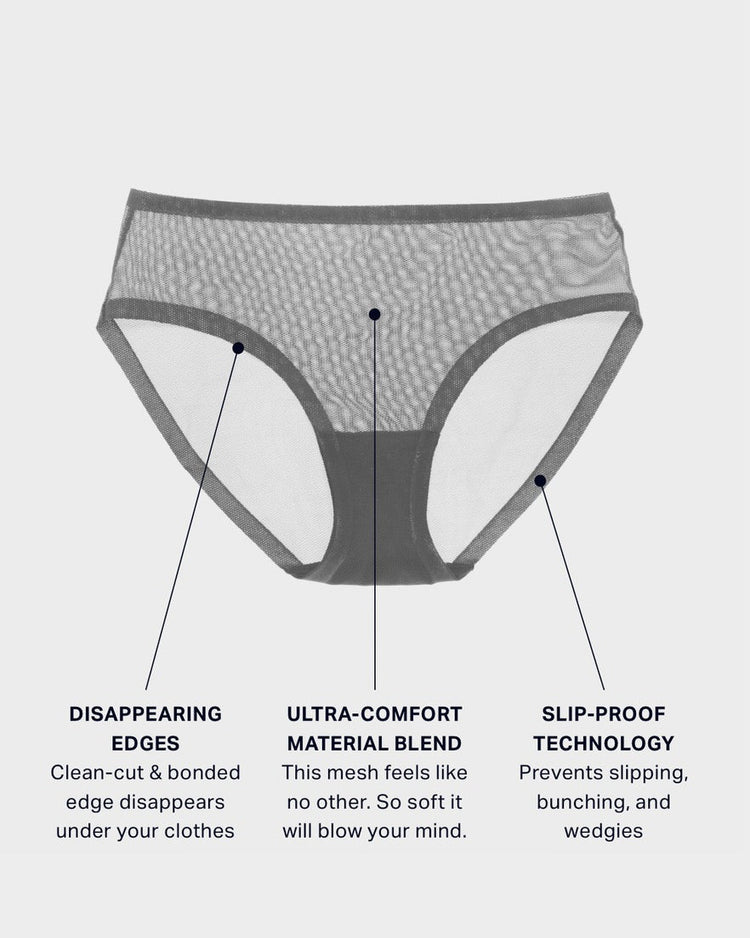 Castor Grey Sheer Brief Panties For Women // Seamless Underwear // EBY™