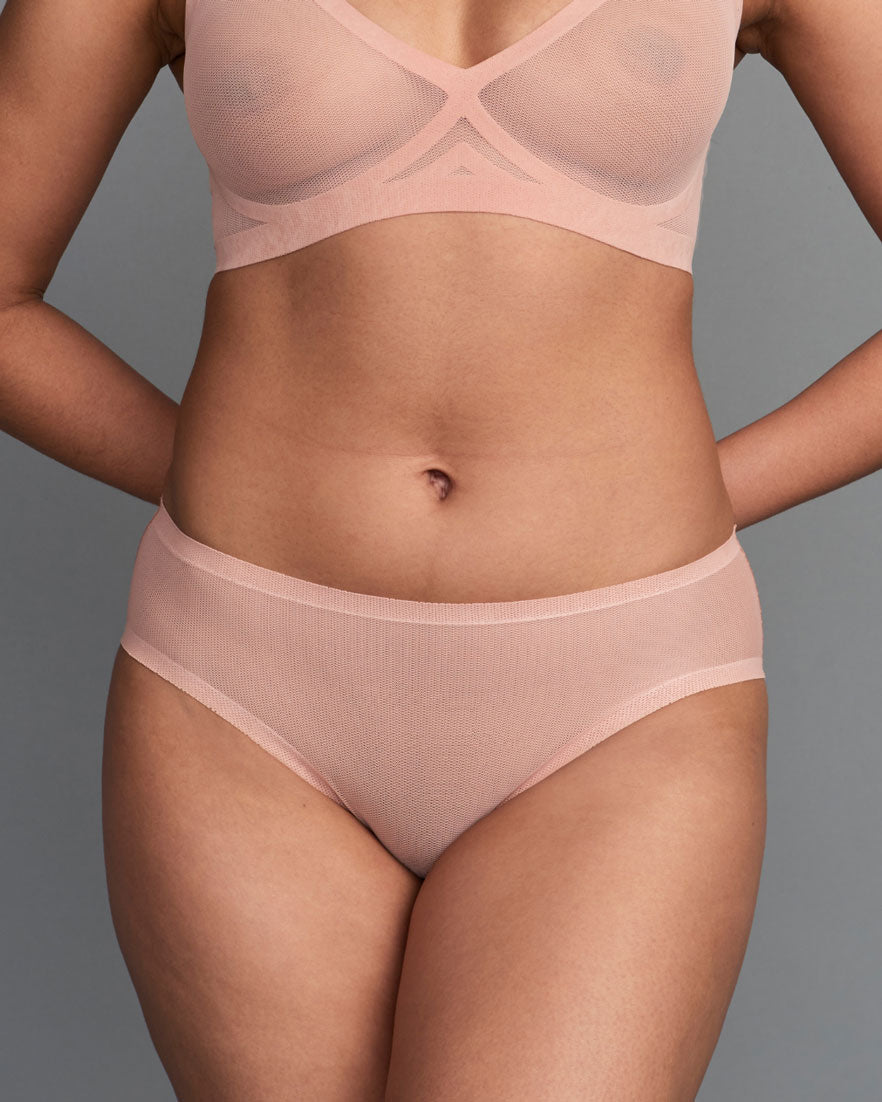 Coral Pink Mesh Brief