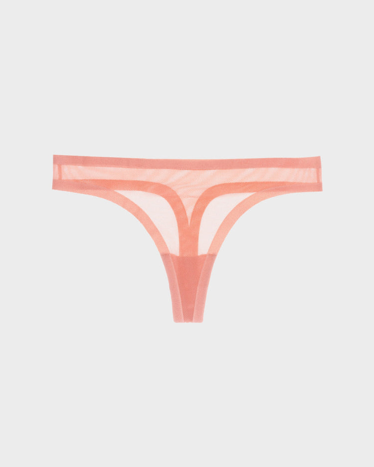 Coral Pink Mesh Thongs For Women // Seamless Underwear // EBY™