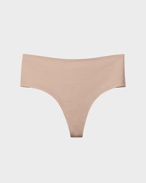 Yunleeb High Waisted Thong No Show Underwear for Women,Seamless High Rise  Thong Panties 4 Pack