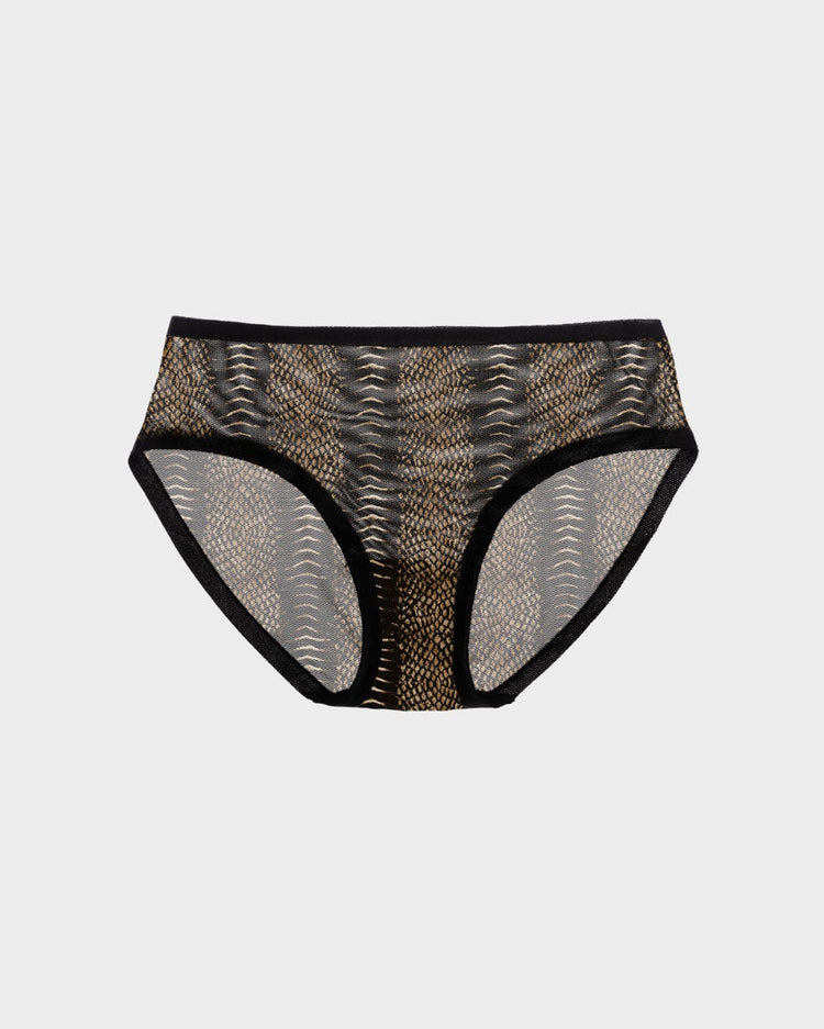 Reptile Stripe Mesh Brief Panties For Women // Seamless Underwear // EBY™