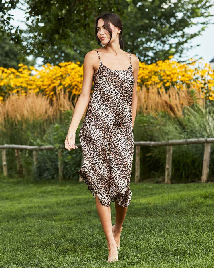 Dovenskab to Give Spotted Panther Washable Silk Slip Dress - EBY