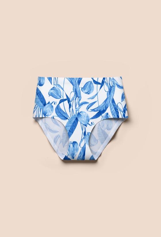 EBY Seamless Luxe Blue Meadow High Waisted Panties in blue meadow