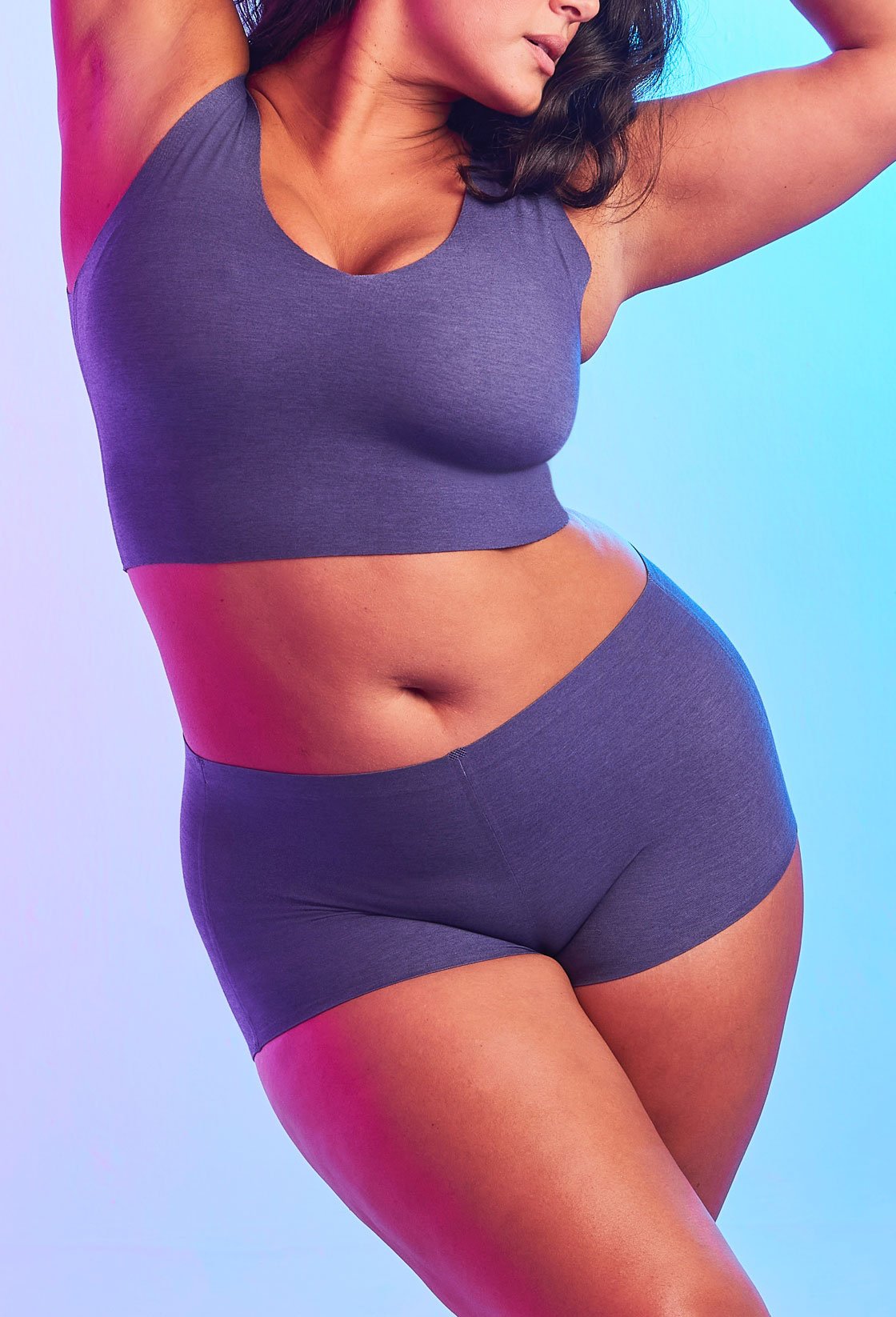 Heather Blue Cotton Boyshort