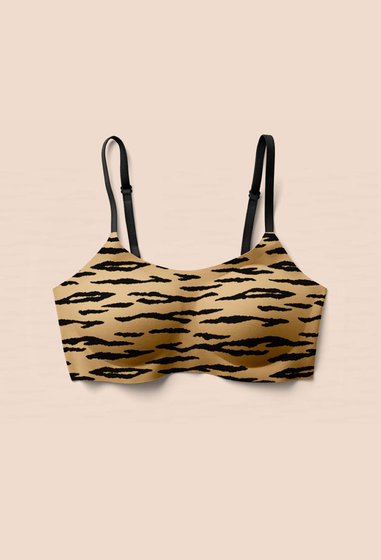 Seamless Leopard Print Bralette with Removable Padding